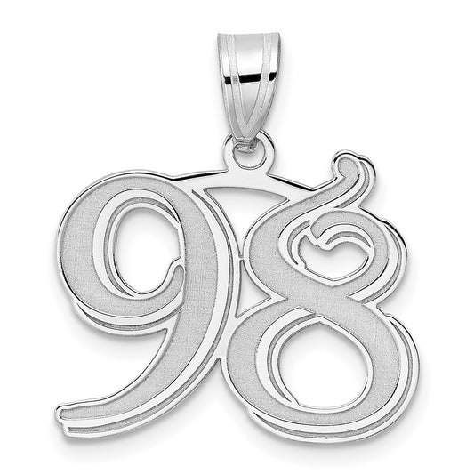 14kw Polished Etched Number 98 Pendant