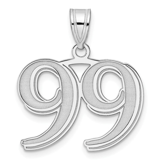 14kw Polished Etched Number 99 Pendant