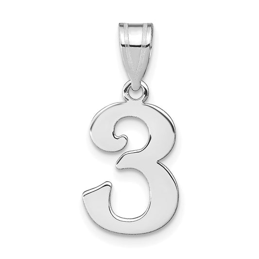 14kw Polished Number 3 Pendant