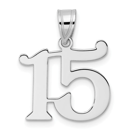 14kw Polished Number 15 Pendant