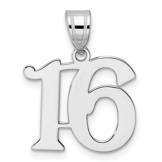 14kw Polished Number 16 Pendant