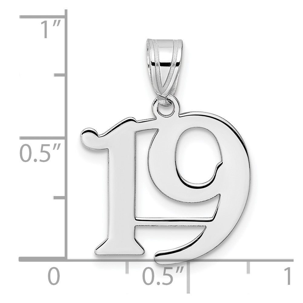 14kw Polished Number 19 Pendant