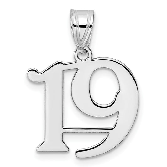 14kw Polished Number 19 Pendant