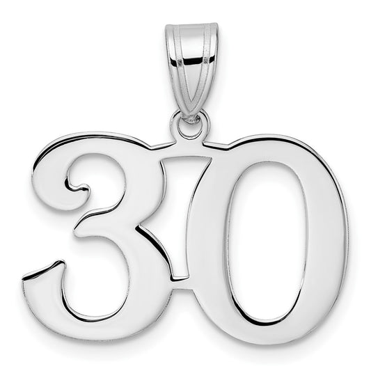 14kw Polished Number 30 Pendant