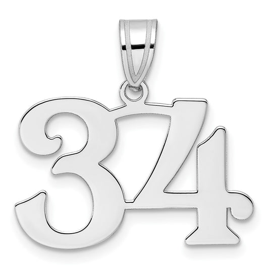 14kw Polished Number 34 Pendant