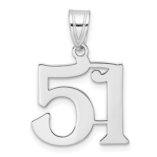 14kw Polished Number 51 Pendant