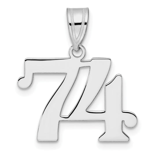 14kw Polished Number 74 Pendant