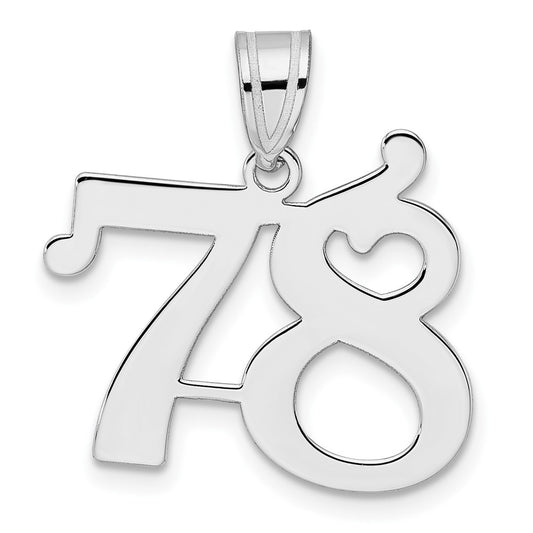 14kw Polished Number 78 Pendant