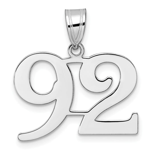 14kw Polished Number 92 Pendant