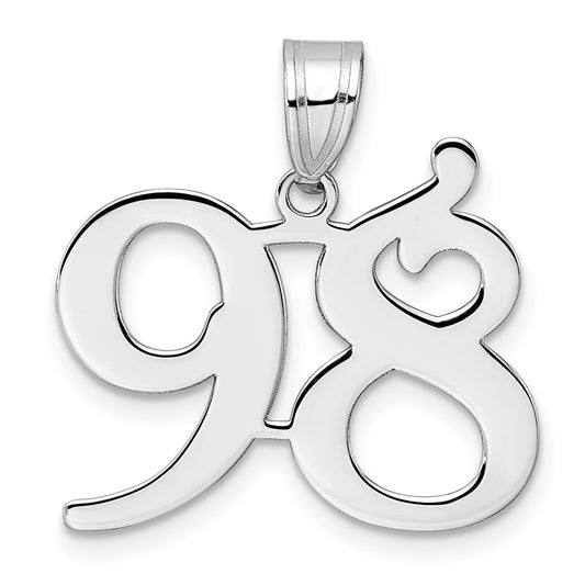 14kw Polished Number 98 Pendant