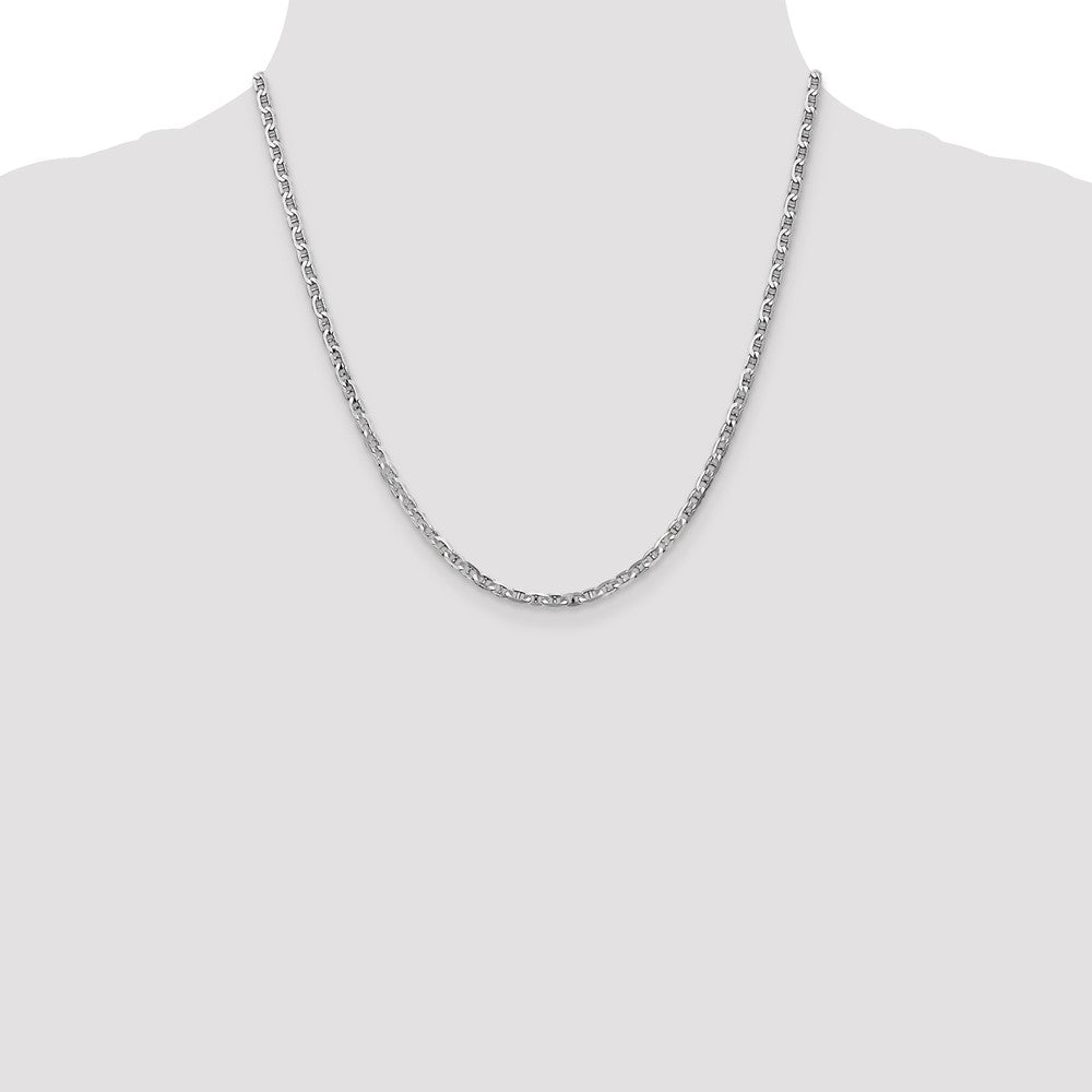 14K White Gold 20 inch 3mm Concave Anchor with Lobster Clasp Chain