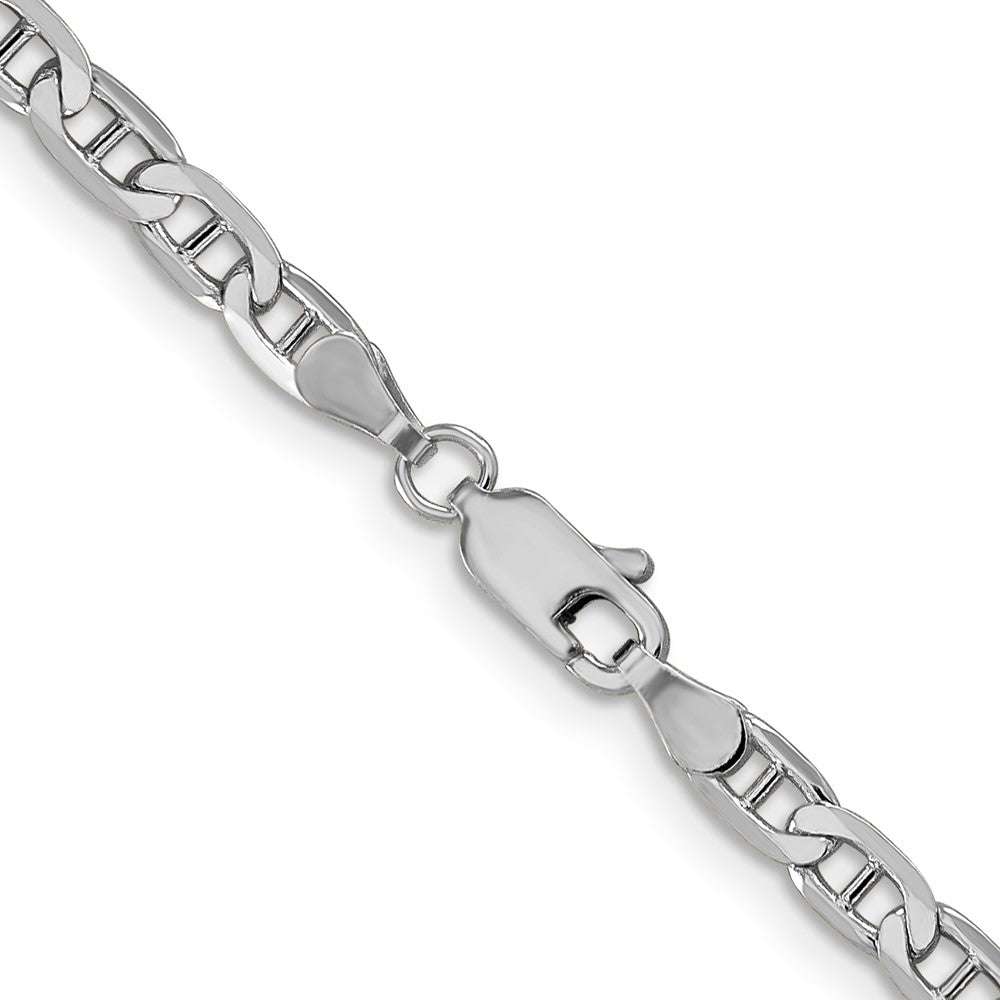 14K White Gold 24 inch 3.75mm Concave Anchor with Lobster Clasp Chain