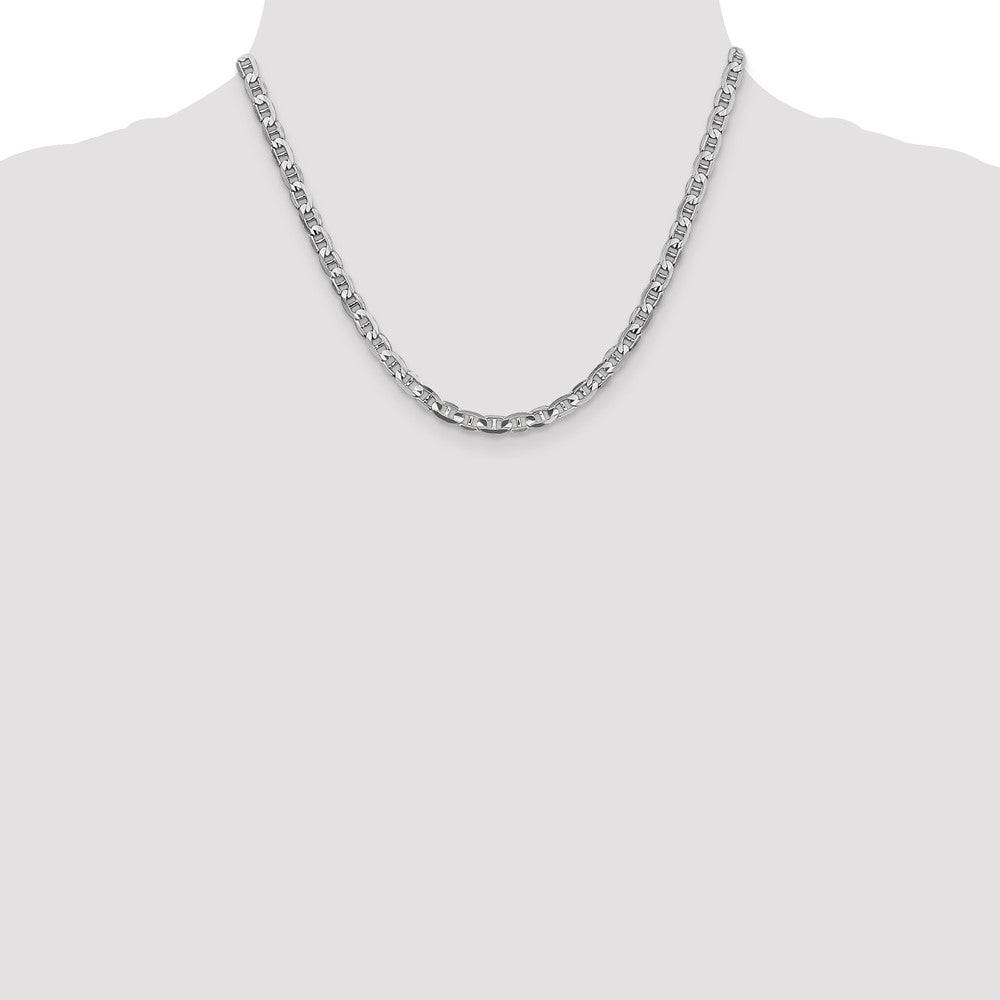 14K White Gold 8 inch 3.75mm Concave Anchor with Lobster Clasp Chain