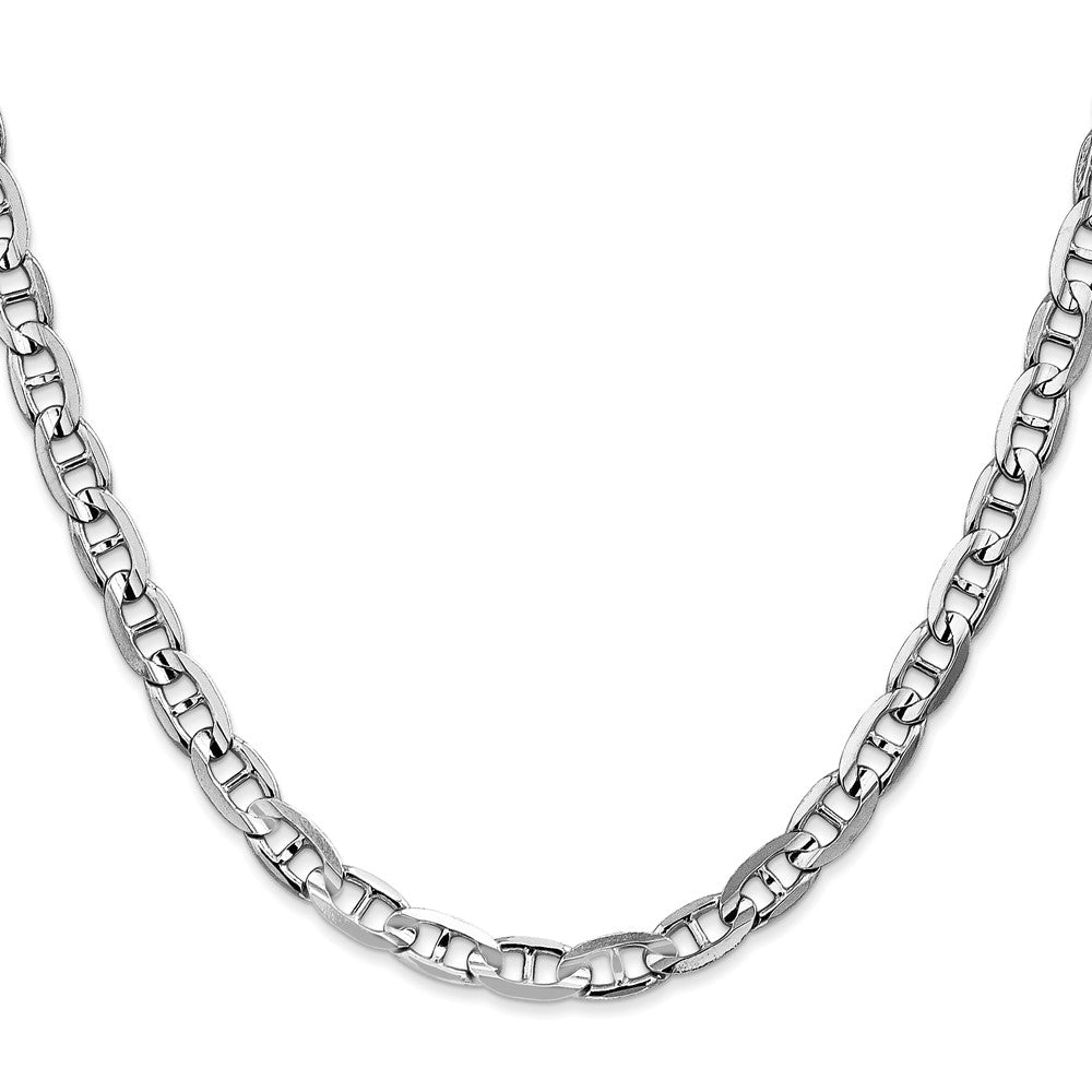 14K White Gold 18 inch 5.25mm Concave Anchor with Lobster Clasp Chain
