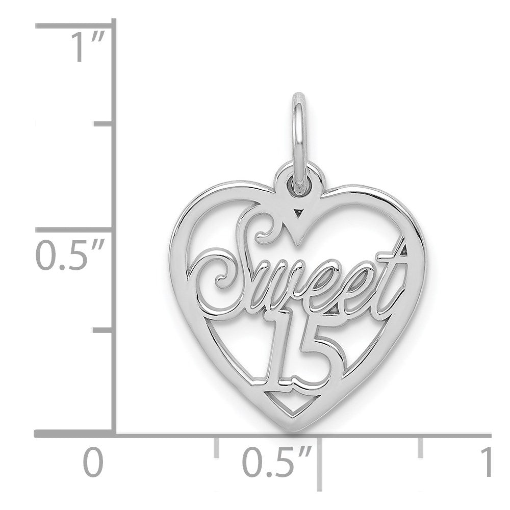 14k White Gold Sweet 15 Charm
