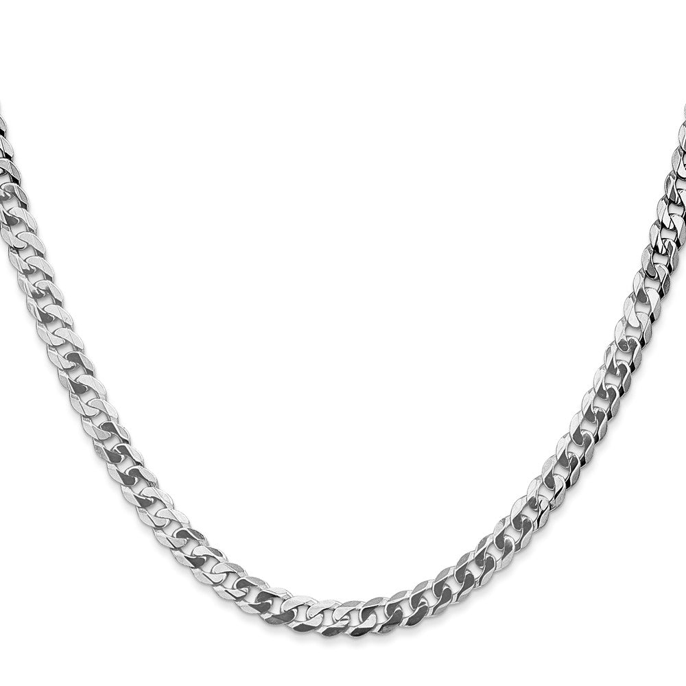 14K White Gold 20 inch 4.75mm Flat Beveled Curb with Lobster Clasp Chain
