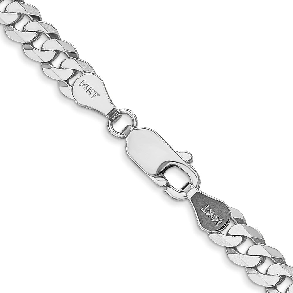 14K White Gold 24 inch 4.75mm Flat Beveled Curb with Lobster Clasp Chain
