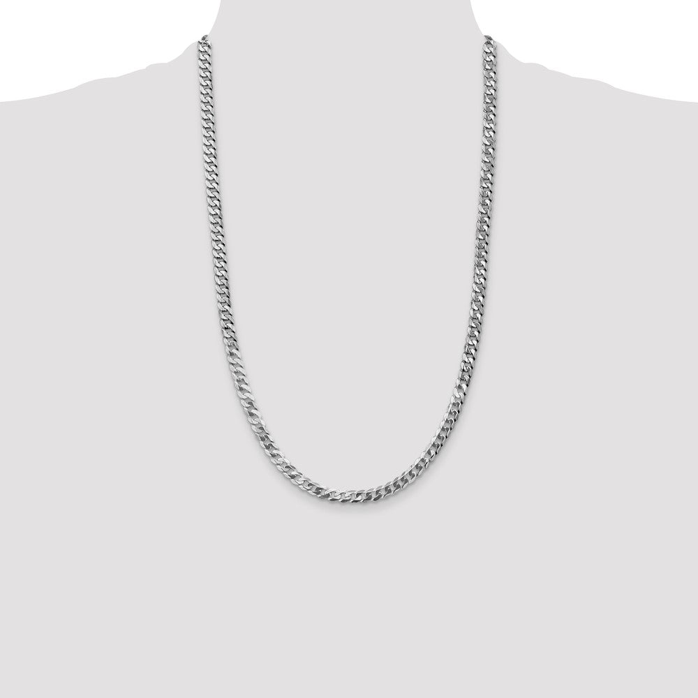 14K White Gold 26 inch 4.75mm Flat Beveled Curb with Lobster Clasp Chain