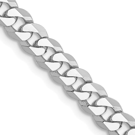 14K White Gold 24 inch 4.75mm Flat Beveled Curb with Lobster Clasp Chain