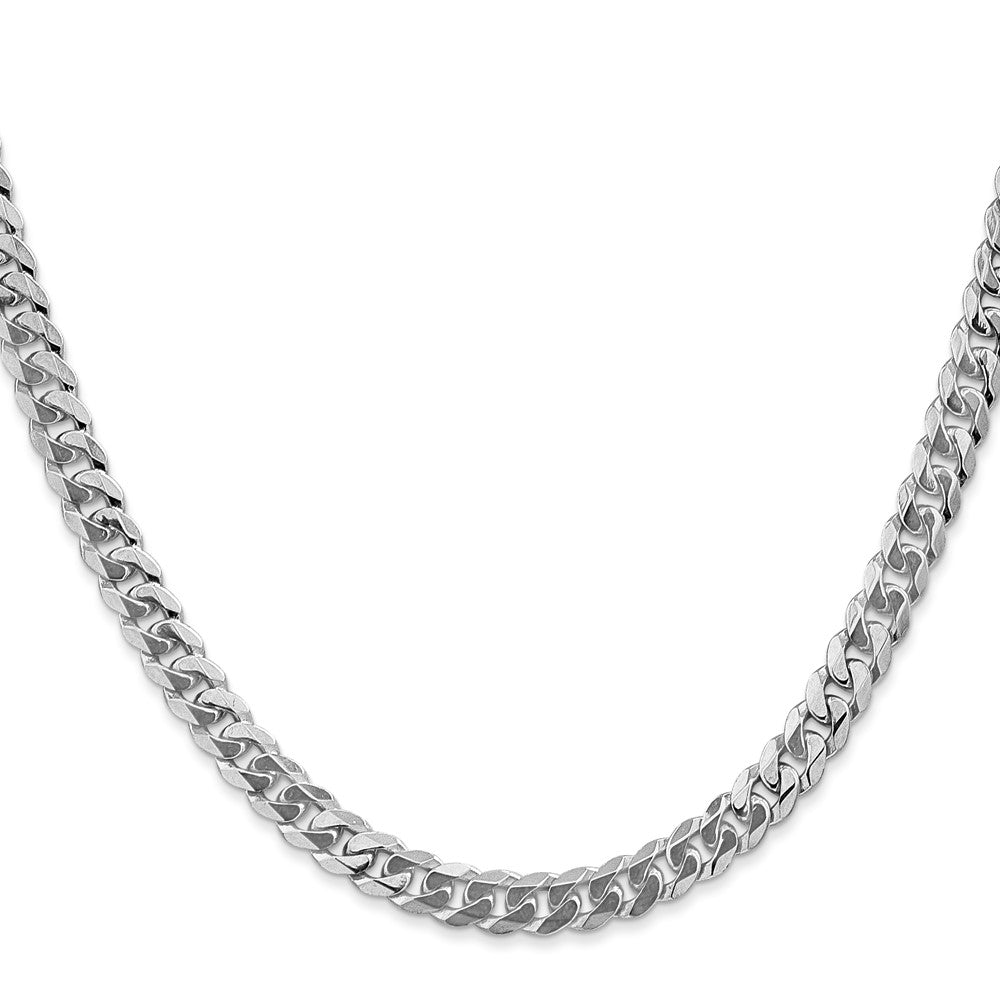 14K White Gold 22 inch 5.75mm Flat Beveled Curb with Lobster Clasp Chain