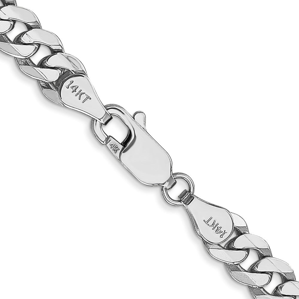 14K White Gold 22 inch 5.75mm Flat Beveled Curb with Lobster Clasp Chain