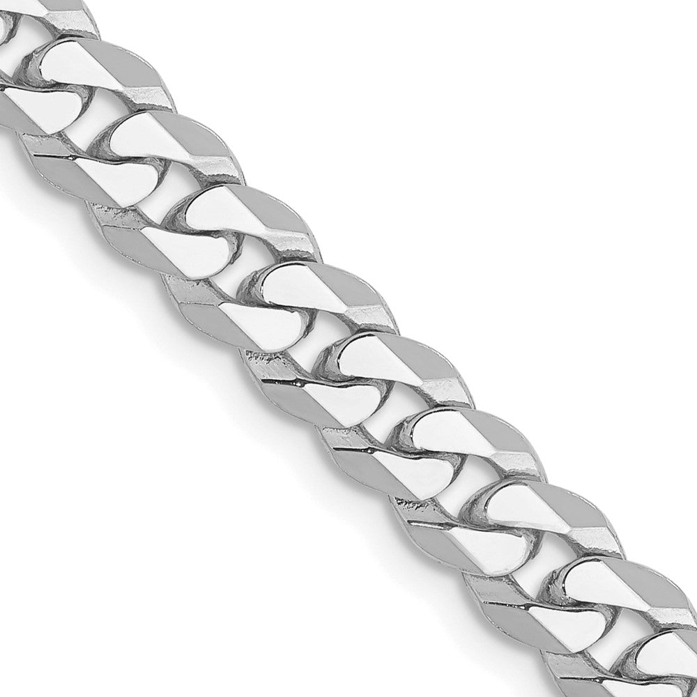 14K White Gold 26 inch 5.75mm Flat Beveled Curb with Lobster Clasp Chain
