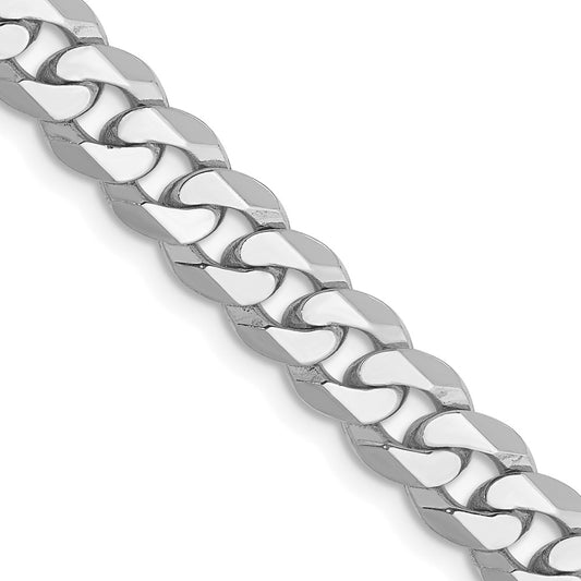 14K White Gold 20 inch 6.25mm Flat Beveled Curb with Lobster Clasp Chain