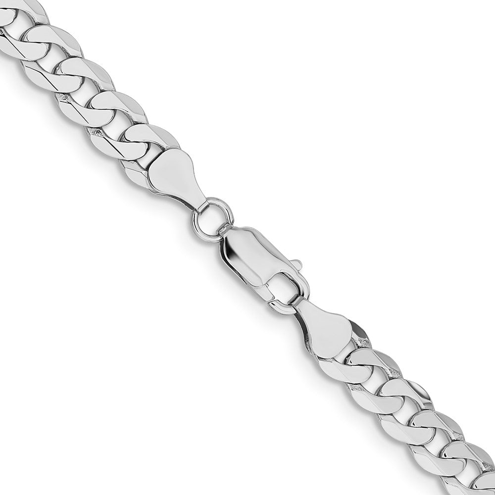 14K White Gold 20 inch 7.25mm Flat Beveled Curb with Lobster Clasp Chain