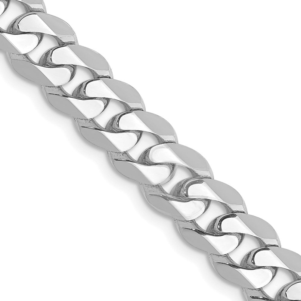 14K White Gold 18 inch 7.25mm Flat Beveled Curb with Lobster Clasp Chain