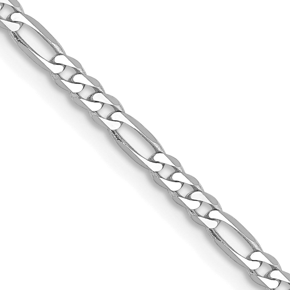 14K White Gold 20 inch 2.25mm Flat Figaro with Lobster Clasp Chain