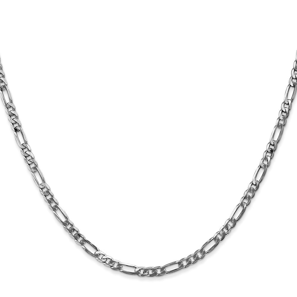 14K White Gold 26 inch 3mm Flat Figaro with Lobster Clasp Chain
