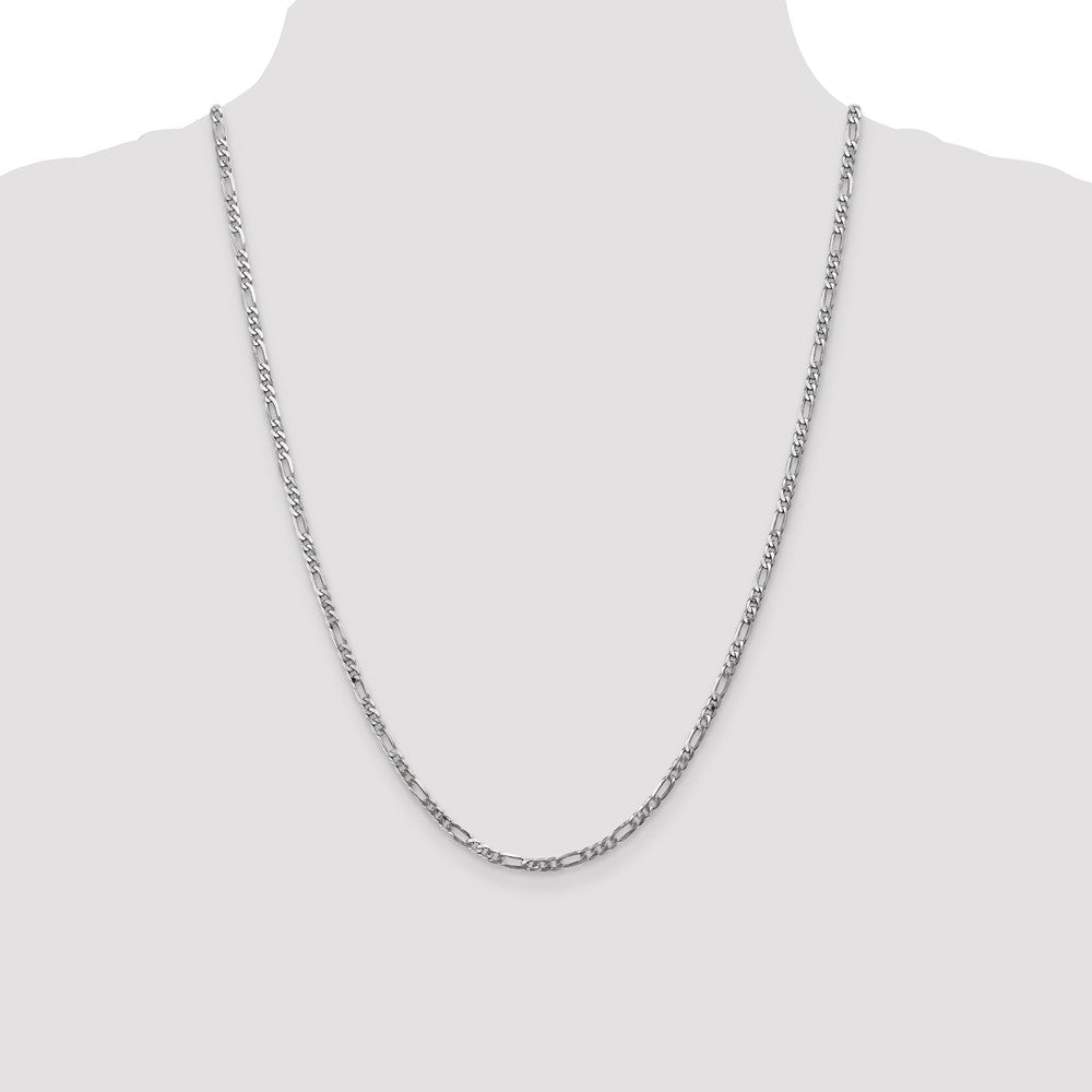 14K White Gold 24 inch 3mm Flat Figaro with Lobster Clasp Chain