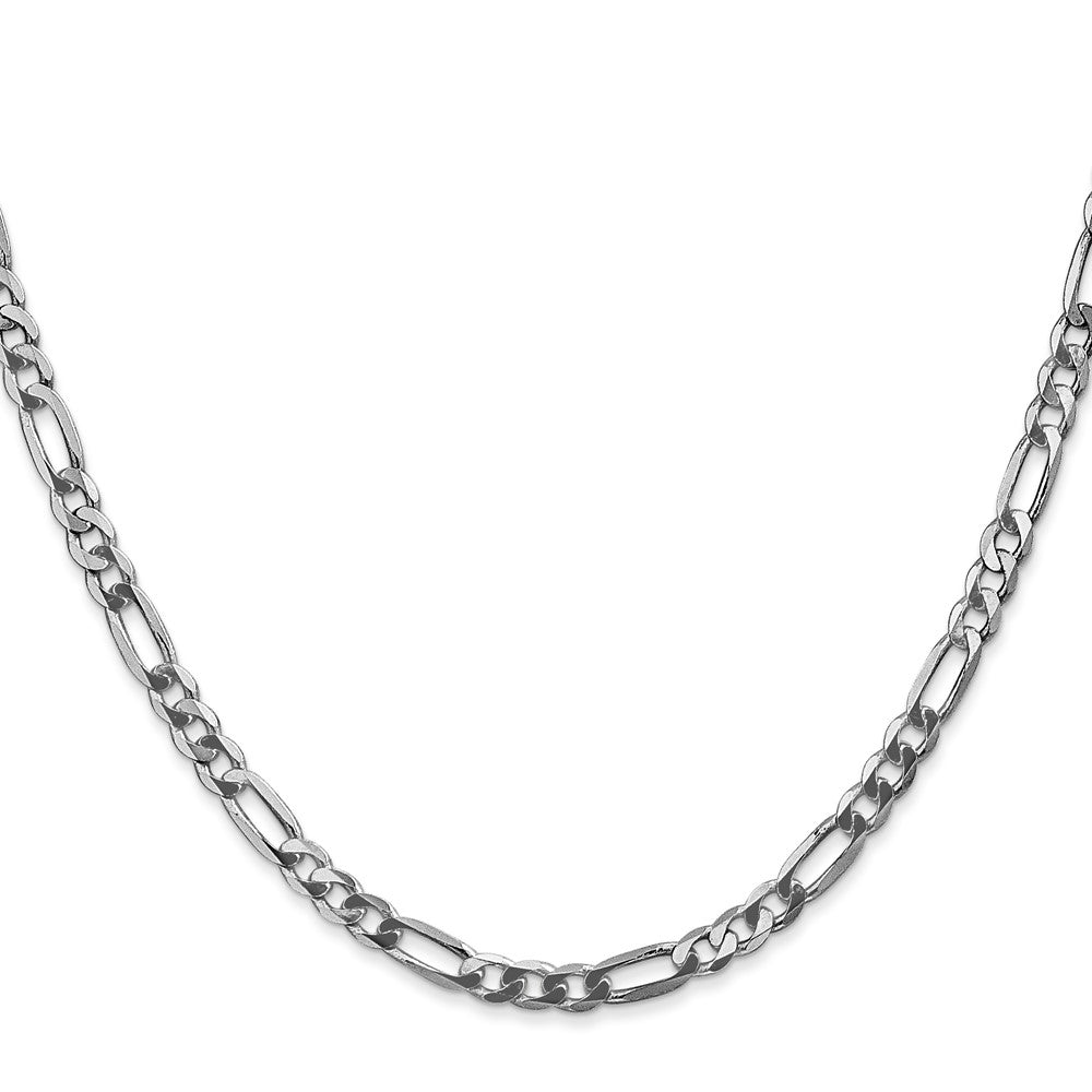 14K White Gold 24 inch 4mm Flat Figaro with Lobster Clasp Chain
