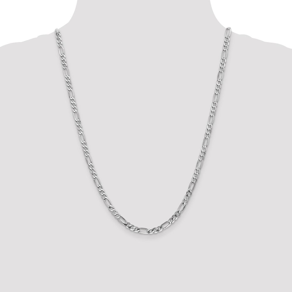 14K White Gold 24 inch 4.5mm Flat Figaro with Lobster Clasp Chain