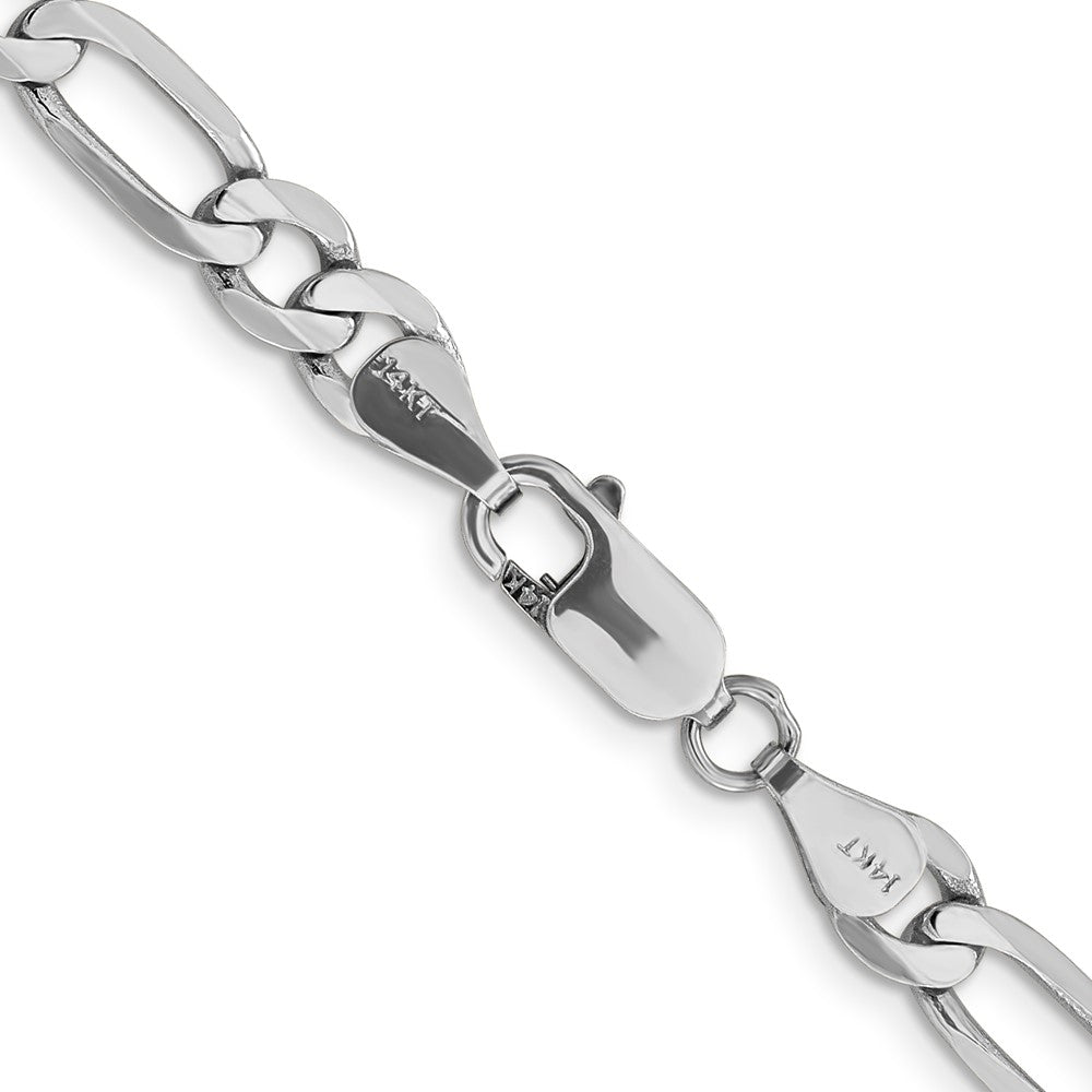 14K White Gold 26 inch 6mm Flat Figaro with Lobster Clasp Chain