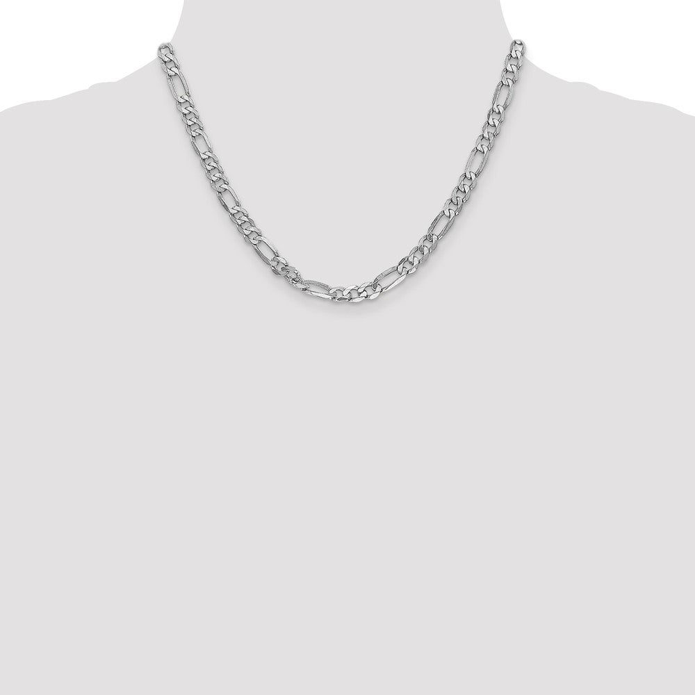14K White Gold 18 inch 6mm Flat Figaro with Lobster Clasp Chain