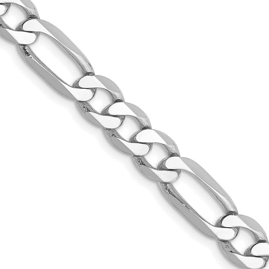 14K White Gold 22 inch 6mm Flat Figaro with Lobster Clasp Chain
