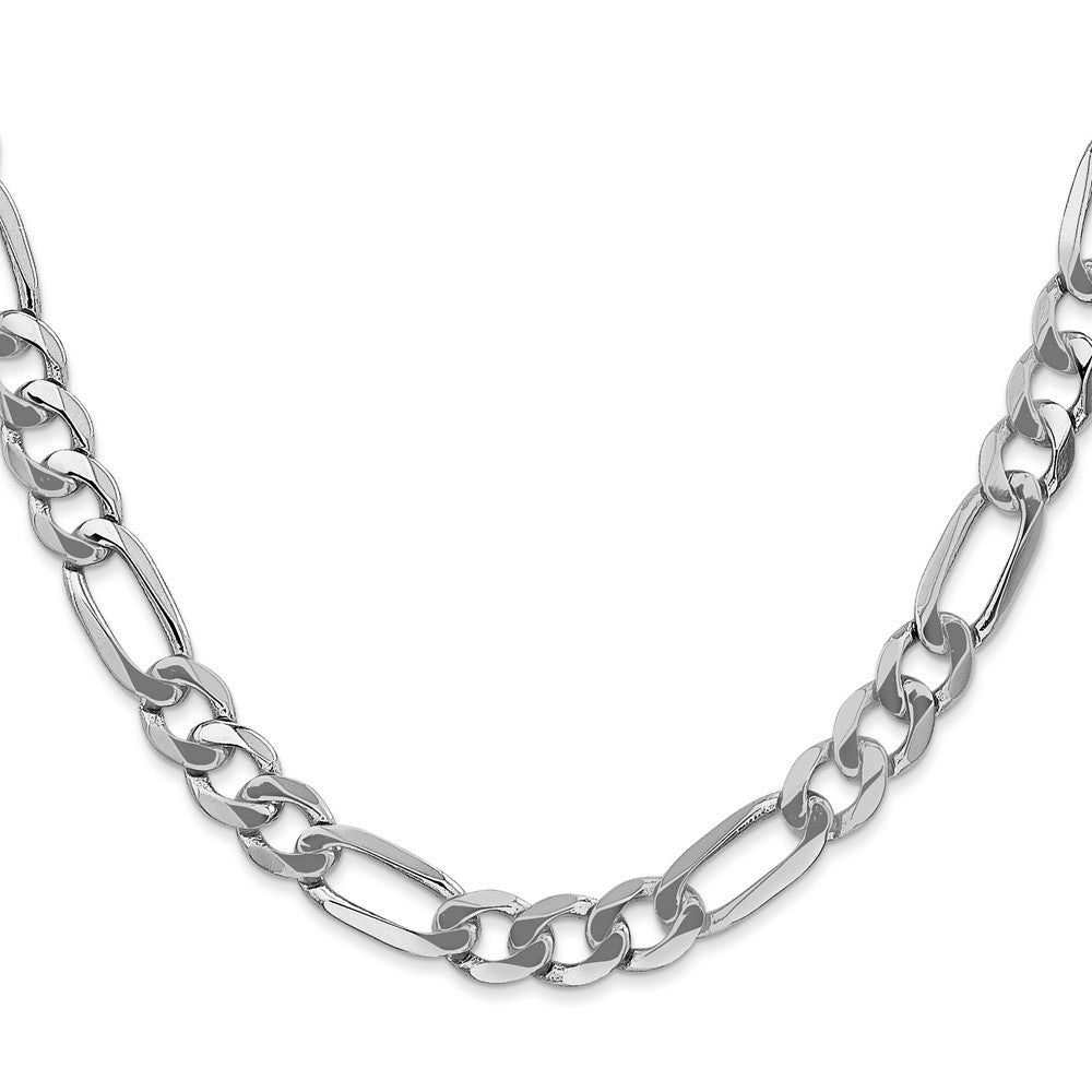 14K White Gold 22 inch 7mm Flat Figaro with Lobster Clasp Chain