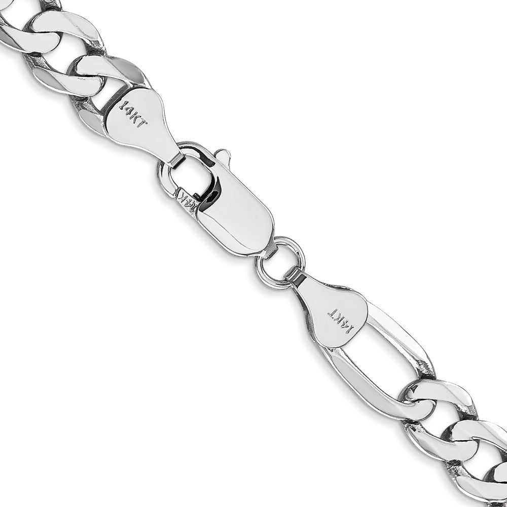 14K White Gold 22 inch 7mm Flat Figaro with Lobster Clasp Chain