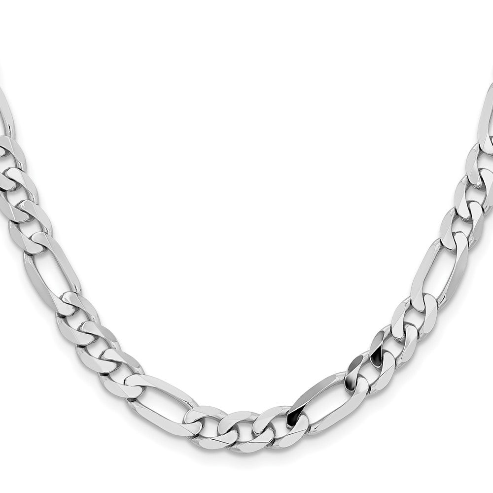 14K White Gold 22 inch 7.5mm Flat Figaro with Lobster Clasp Chain