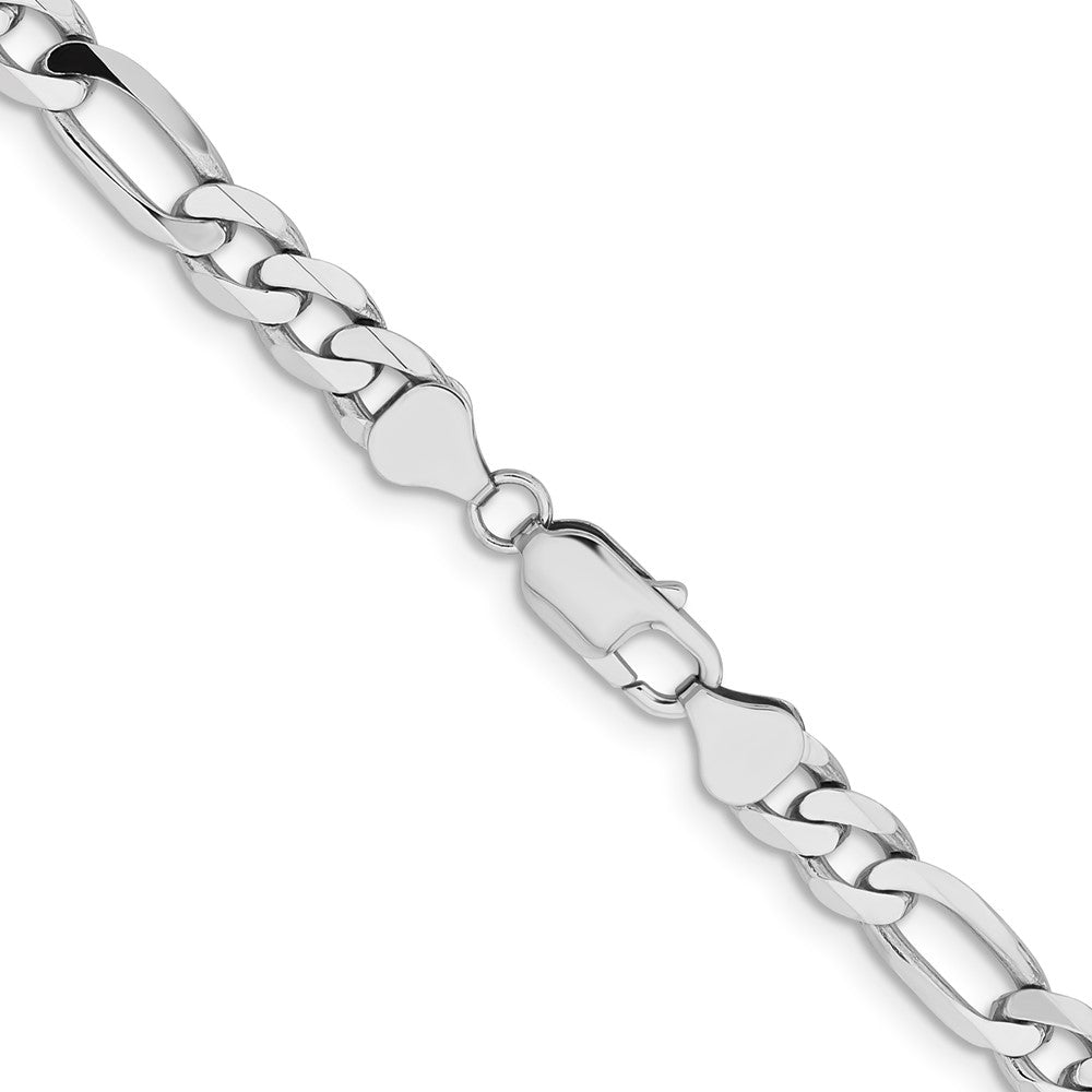 14K White Gold 20 inch 7.5mm Flat Figaro with Lobster Clasp Chain