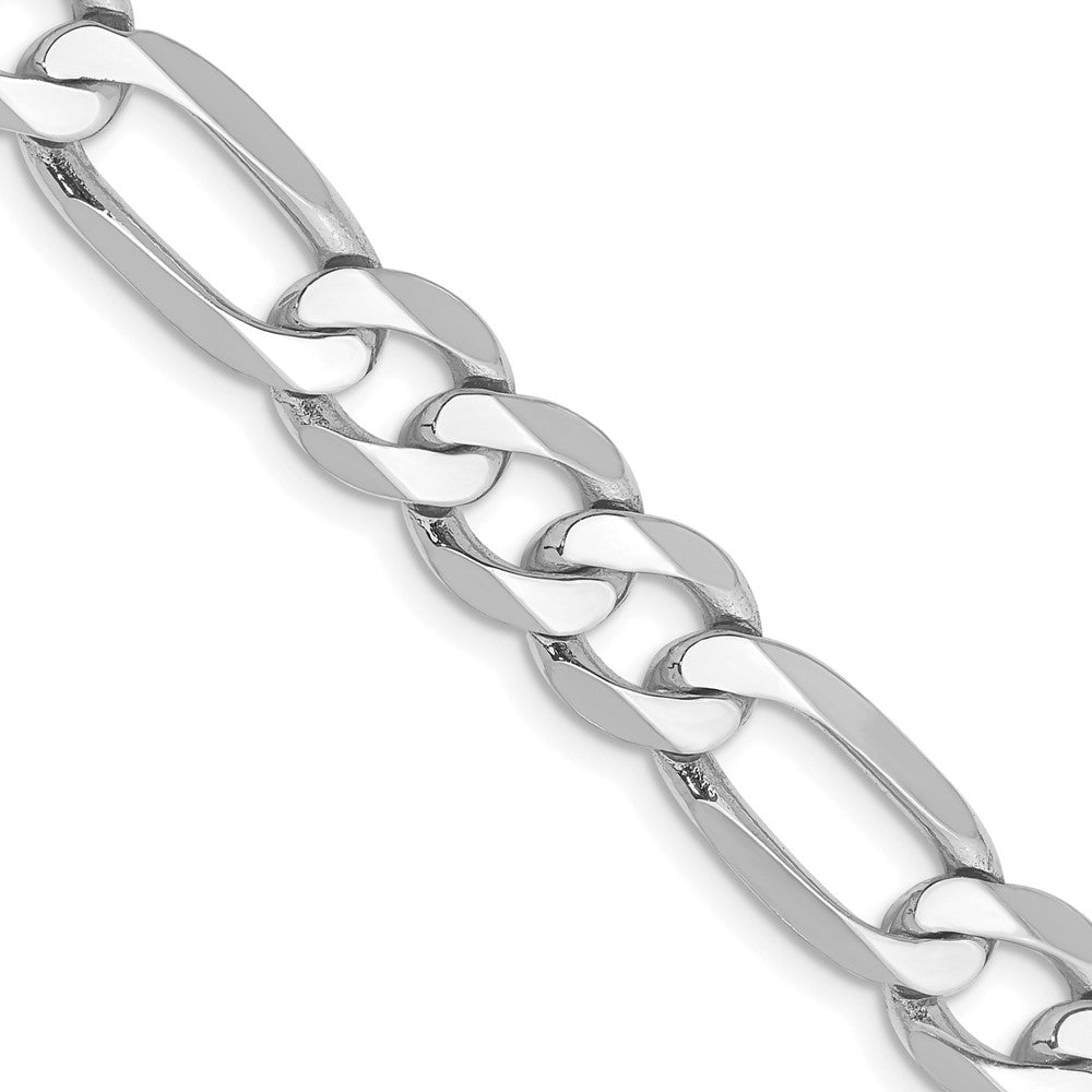 14K White Gold 22 inch 7.5mm Flat Figaro with Lobster Clasp Chain