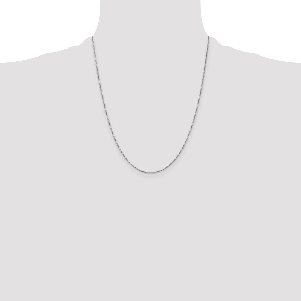 14K White Gold 22 inch .9mm Box with Spring Ring Clasp Chain