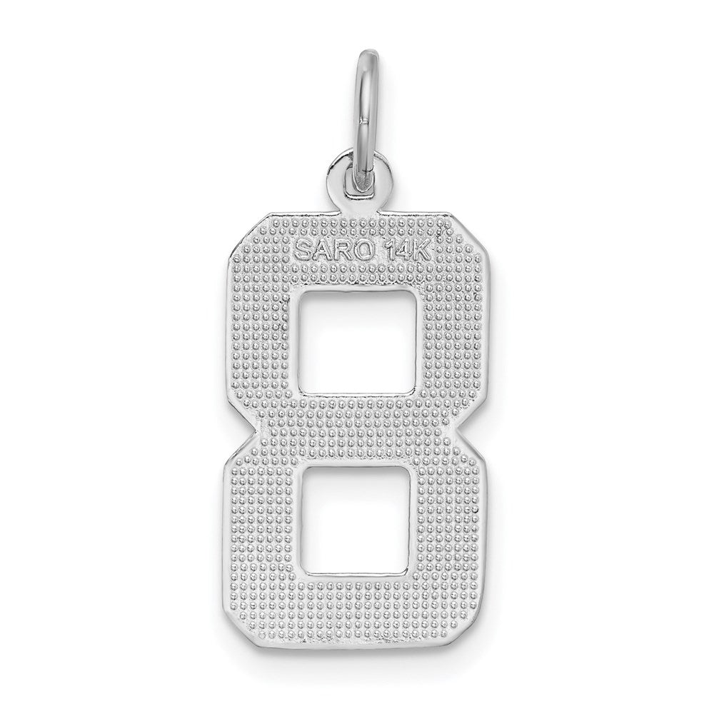 14kw Large Brushed Diamond-cut  Number 8 Charm
