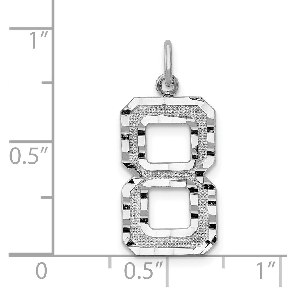 14kw Large Brushed Diamond-cut  Number 8 Charm