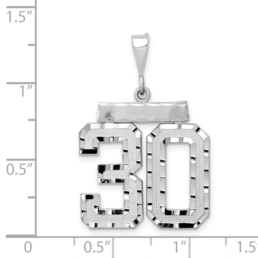 14kw Large Brushed Diamond-cut Number 30 Charm