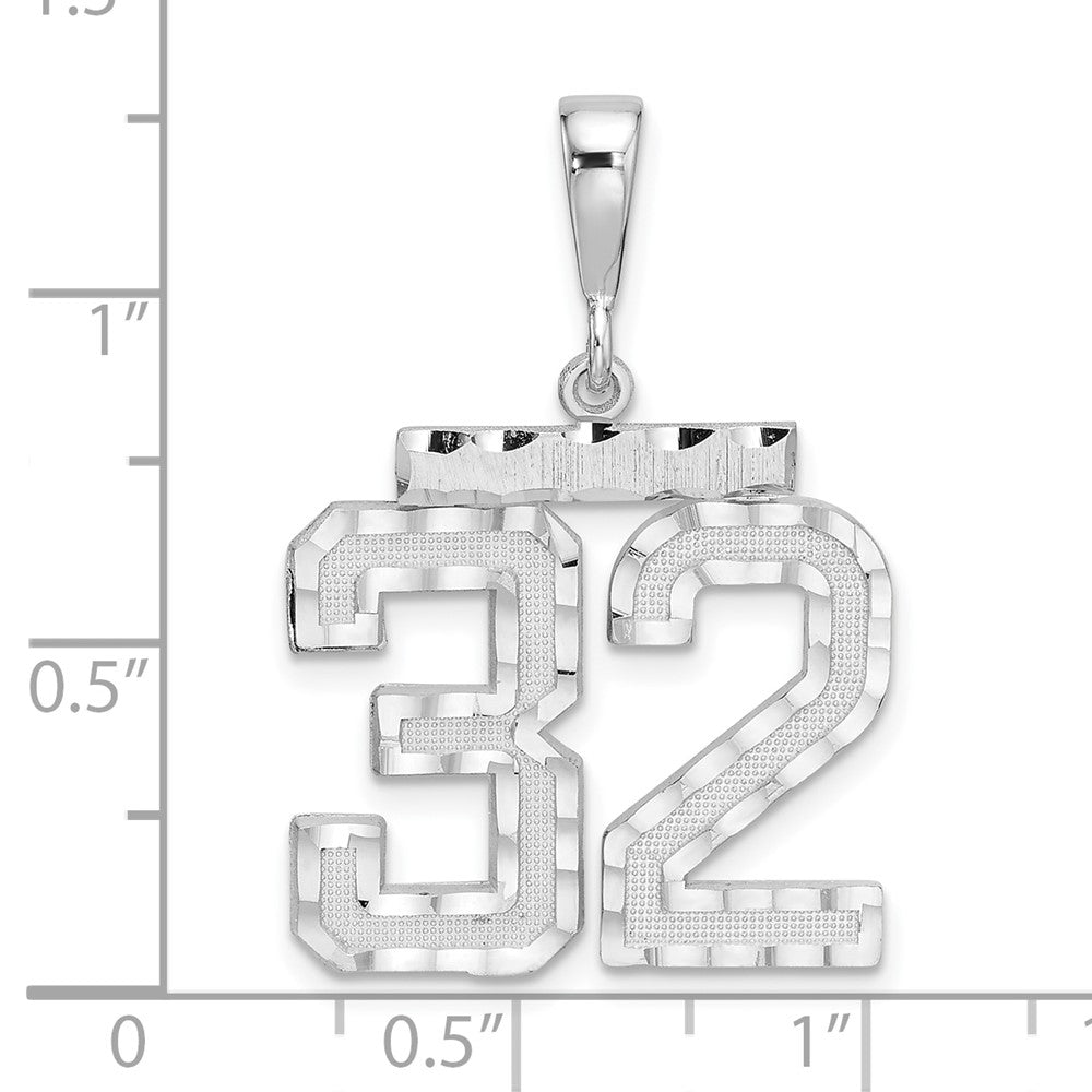 14kw Large Brushed Diamond-cut Number 32 Charm