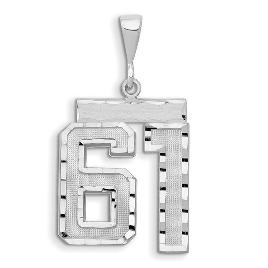 14kw Large Brushed Diamond-cut Number 61 Charm