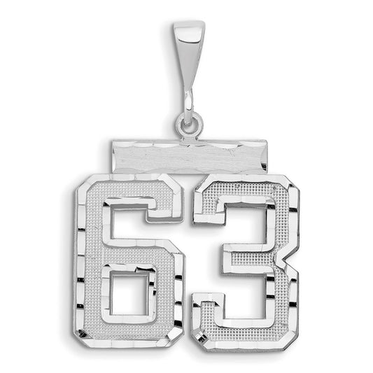 14kw Large Brushed Diamond-cut Number 63 Charm