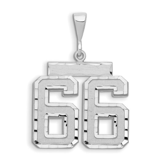 14kw Large Brushed Diamond-cut Number 66 Charm